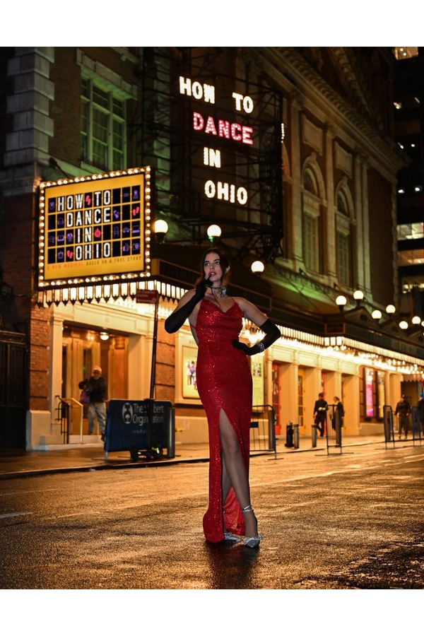 Dress with red sequins